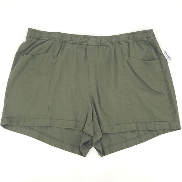 Old Navy Shorts Women Plus Size 3X High Rise Linen Rayon Goblincore Vacation - Picture 1 of 9
